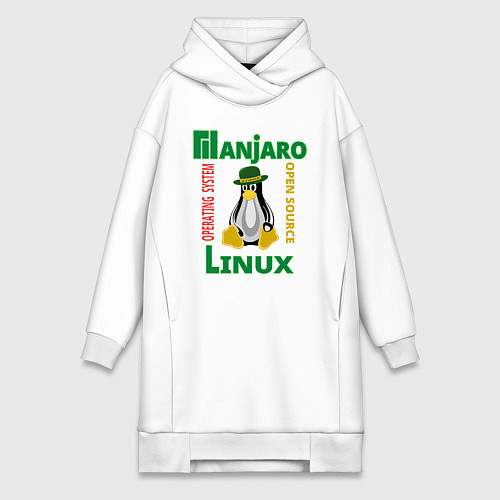 Женская толстовка-платье Линукс пингвин в шляпе / Белый – фото 1