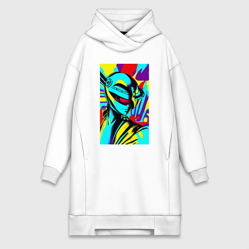 Женская толстовка-платье Alien - neural network - pop art / Белый – фото 1