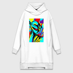 Женское худи-платье Alien - neural network - pop art, цвет: белый