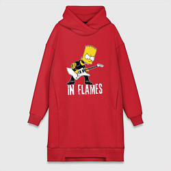 Женское худи-платье In Flames Барт Симпсон рокер, цвет: красный
