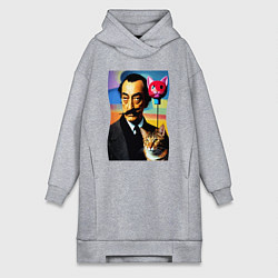 Женское худи-платье Salvador Dali and cat, цвет: меланж