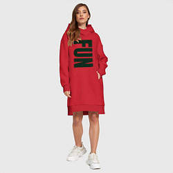 Женское худи-платье Fun: большие перевернутые буквы, цвет: красный — фото 2