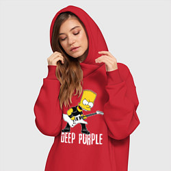 Женское худи-платье Deep Purple Барт Симпсон рокер, цвет: красный — фото 2