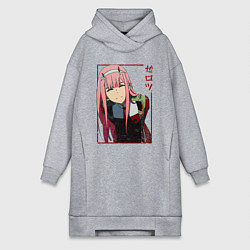 Женское худи-платье Zero Two anime girl, цвет: меланж
