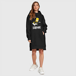 Женское худи-платье Scorpions Барт Симпсон рокер, цвет: черный — фото 2