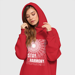Женское худи-платье Stay harmony надпись и мандала, цвет: красный — фото 2