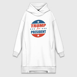 Женское худи-платье Трамп президент, цвет: белый
