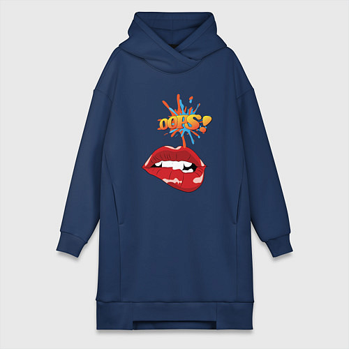 Женская толстовка-платье Упс - в стиле поп-арт / Тёмно-синий – фото 1