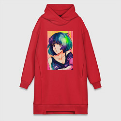 Женское худи-платье Девушка аниме, цвет: красный
