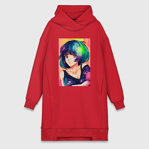Женская толстовка-платье Девушка аниме / Красный – фото 1