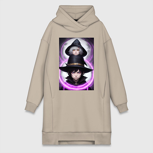 Женская толстовка-платье Аниме две ведьмы / Миндальный – фото 1