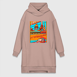 Женское худи-платье Санкт-Петербург в стиле плаката 30-х годов, цвет: пыльно-розовый