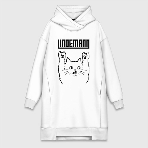 Женская толстовка-платье Lindemann - rock cat / Белый – фото 1