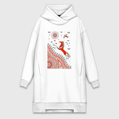 Женская толстовка-платье Мезенский конь / Белый – фото 1