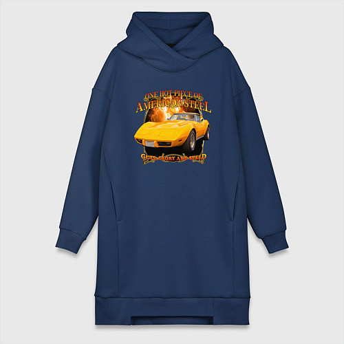 Женская толстовка-платье Американский маслкар Chevrolet Corvette Stingray / Тёмно-синий – фото 1