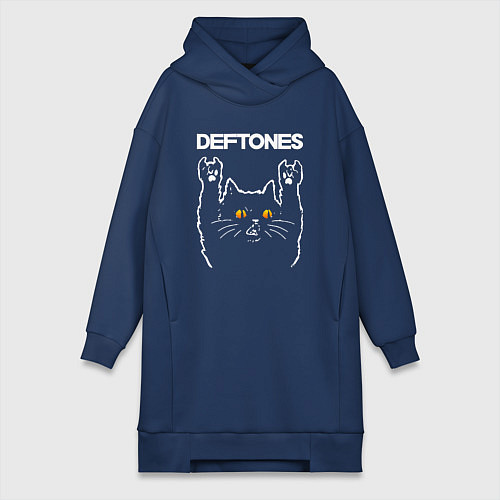 Женская толстовка-платье Deftones rock cat / Тёмно-синий – фото 1