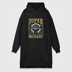 Женское худи-платье Super mechanic, цвет: черный