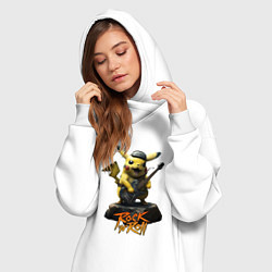 Женское худи-платье Пикачу рокер с гитарой, цвет: белый — фото 2