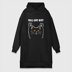 Женское худи-платье Fall Out Boy rock cat, цвет: черный