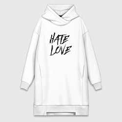 Женское худи-платье Hate love Face, цвет: белый