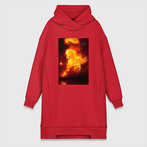 Женская толстовка-платье Скачущий огненный конь / Красный – фото 1