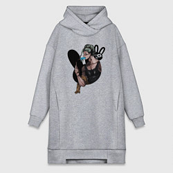 Женское худи-платье Buddha with ice cream, цвет: меланж