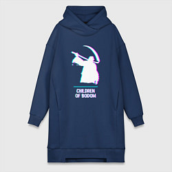 Женское худи-платье Children of Bodom glitch rock, цвет: тёмно-синий