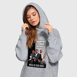 Женское худи-платье Майкл, Франклин, Тревор из GTA, цвет: меланж — фото 2