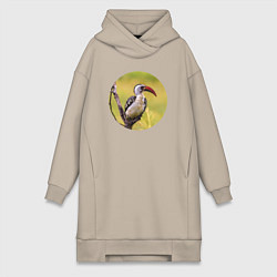 Женская толстовка-платье Птица-носорог