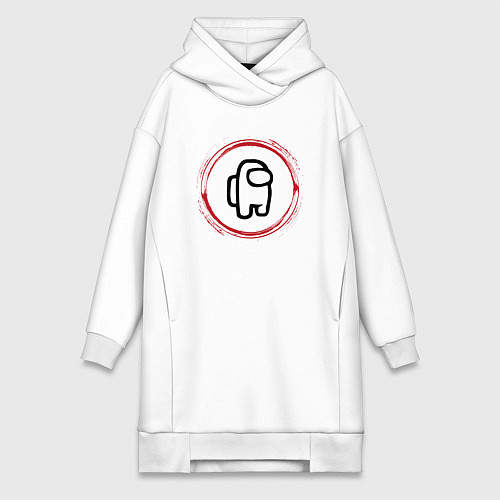 Женская толстовка-платье Символ Among Us и красная краска вокруг / Белый – фото 1