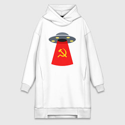 Женское худи-платье Тарелка СССР, цвет: белый