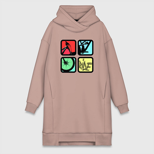 Женская толстовка-платье Кататься / Пыльно-розовый – фото 1