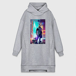 Женская толстовка-платье Cyberpunk 2077 - neural network - night