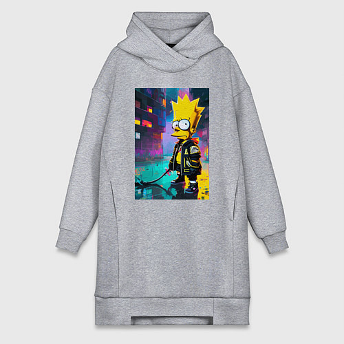 Женская толстовка-платье Bart Simpson - urban fantasy / Меланж – фото 1
