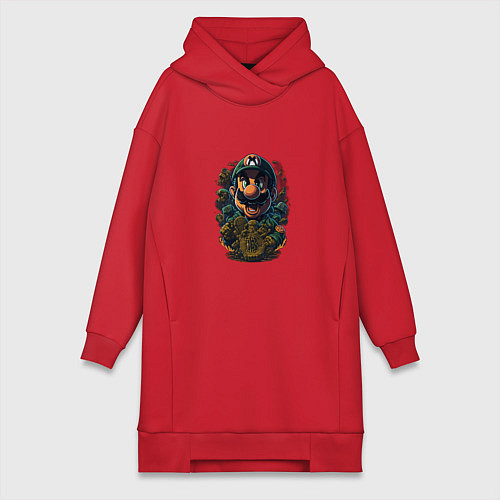 Женская толстовка-платье Марио и биткоин / Красный – фото 1