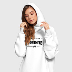 Женское худи-платье Fortnite gaming champion: рамка с лого и джойстико, цвет: белый — фото 2