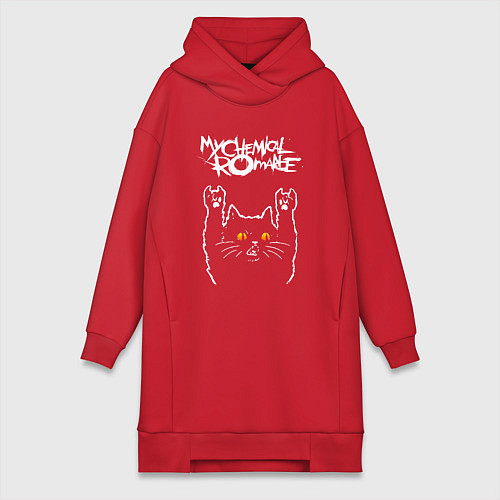 Женская толстовка-платье My Chemical Romance rock cat / Красный – фото 1