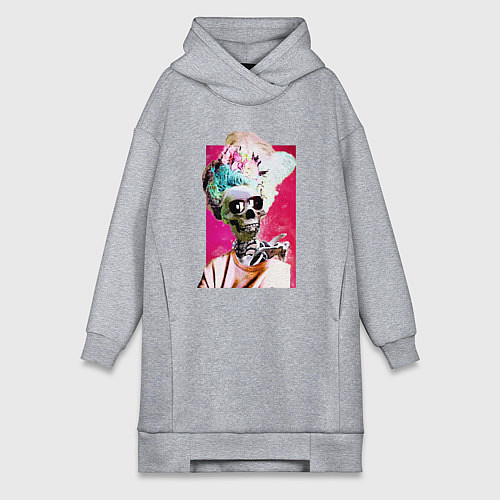 Женская толстовка-платье Скелет в парике / Меланж – фото 1