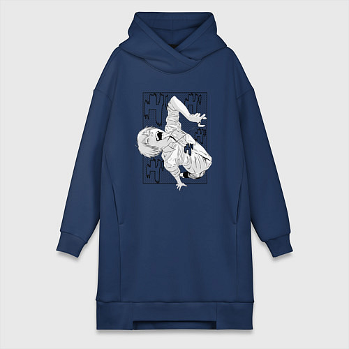 Женская толстовка-платье Дэндзи человек-бензопила демон / Тёмно-синий – фото 1