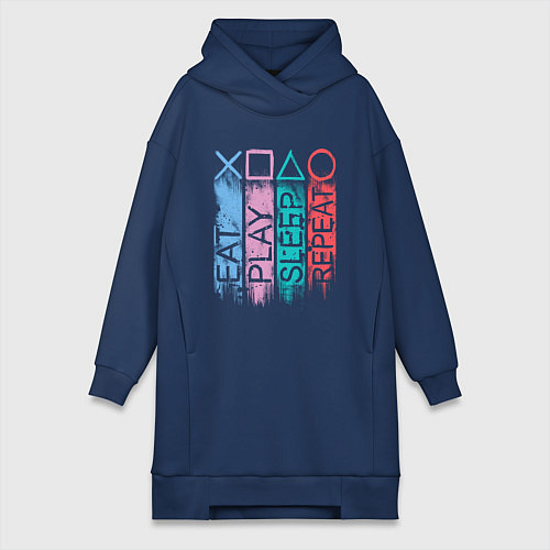 Женская толстовка-платье Ешь играй спи повтори / Тёмно-синий – фото 1