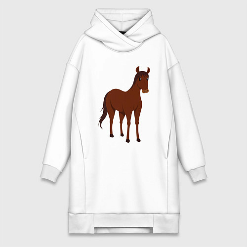Женская толстовка-платье Прекрасная лошадка / Белый – фото 1