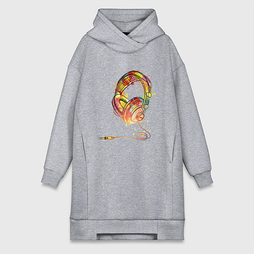 Женская толстовка-платье Наушники проводные / Меланж – фото 1