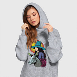 Женское худи-платье Ведьма и осел comic style, цвет: меланж — фото 2