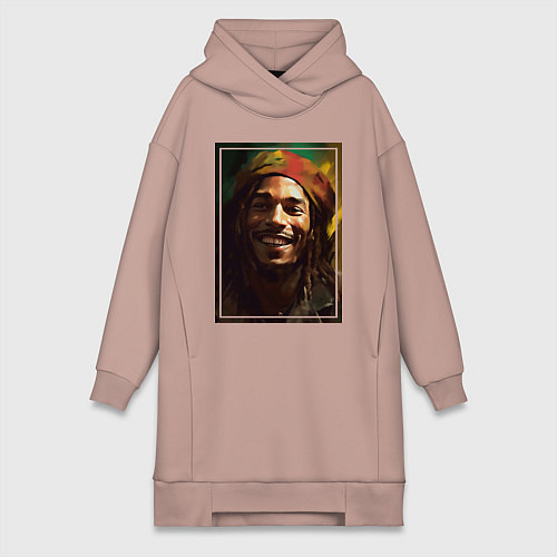 Женская толстовка-платье Боб Марли One love / Пыльно-розовый – фото 1