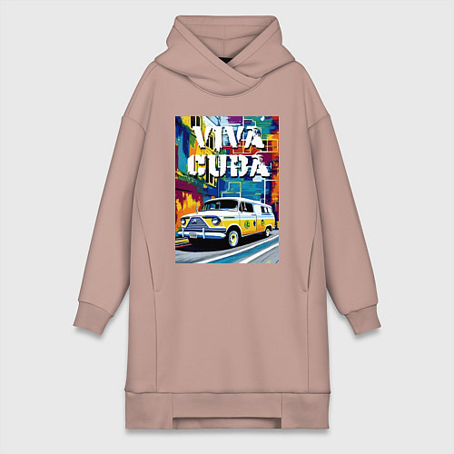 Женская толстовка-платье Viva Cuba - car - retro / Пыльно-розовый – фото 1