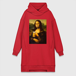 Женское худи-платье Мона Лиза с пивом, цвет: красный