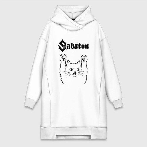 Женская толстовка-платье Sabaton - rock cat / Белый – фото 1