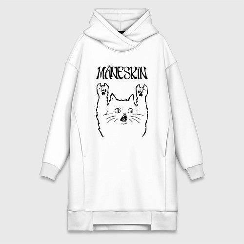Женская толстовка-платье Maneskin - rock cat / Белый – фото 1