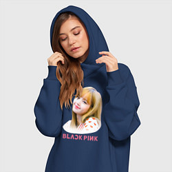 Женское худи-платье Lisa Blackpink, цвет: тёмно-синий — фото 2