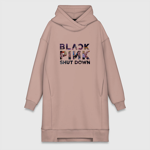 Женская толстовка-платье Blackpink logo Jisoo Lisa Rose Jennie / Пыльно-розовый – фото 1